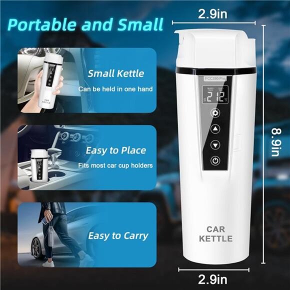 Car Electric Kettle: 12V/24V Portable Water Boiler Heated Travel Mug,Multiple - Picture 2 of 7